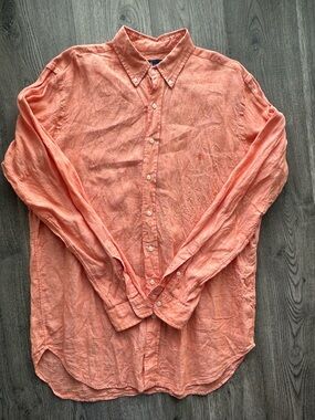 Ralph Lauren Coral Button-Down Linen Shirt
